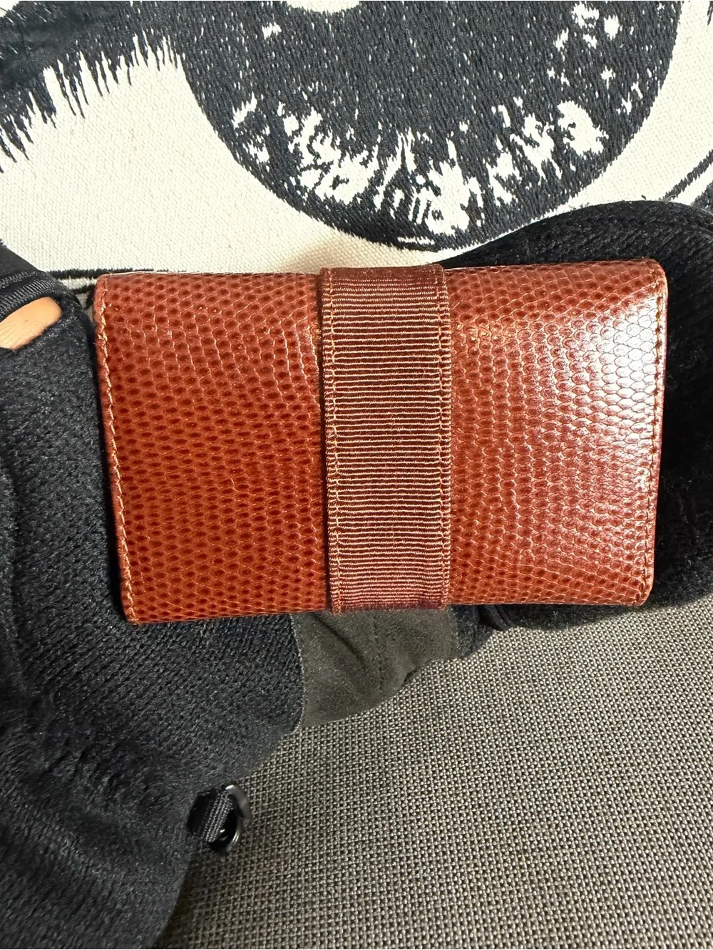 Salvatore Ferragamo Brown Lizard-Embossed Leather 6 key case